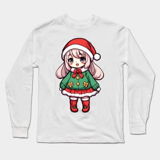 Cute christmas anime girl Long Sleeve T-Shirt